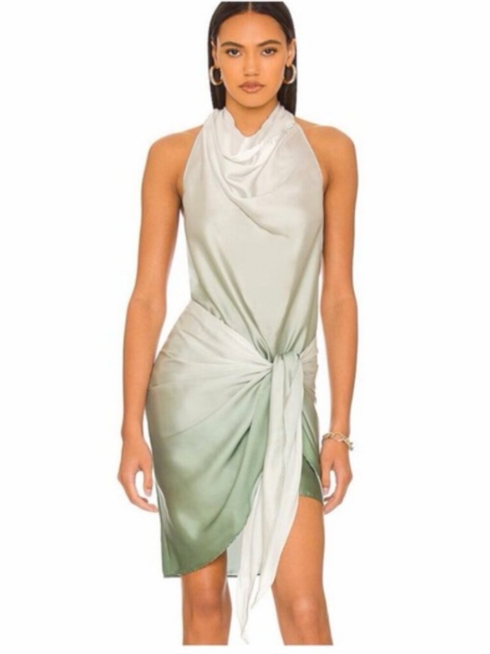 Baobab Providencia Palmera Satin Dress in Sage Green